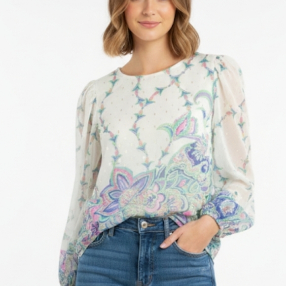 Lilly Pulitzer Tops - Lilly pulitzer women's sheer ivory off white pullover floral  blouse siz…